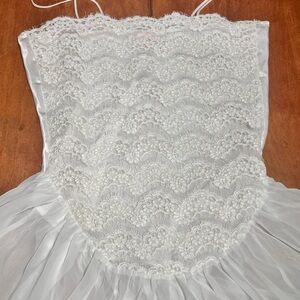 Vintage Angelcore Fairy Slip Dress Pinelass White Lace Chiffon - Sz L
